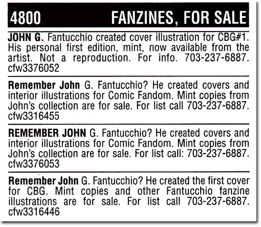 CBG 1659 Classified ads by John Fantucchio!