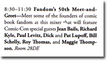 Fandom's 50th Meet and Greet announcement in the Comic-Con guide